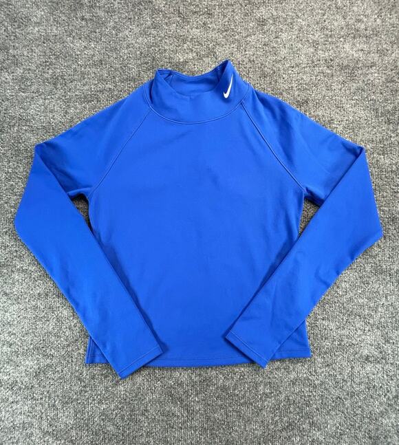 Nike Tops - Nike Pro Dri-FIT Compression Mock Neck Shirt Women's Medium Blue Athletic